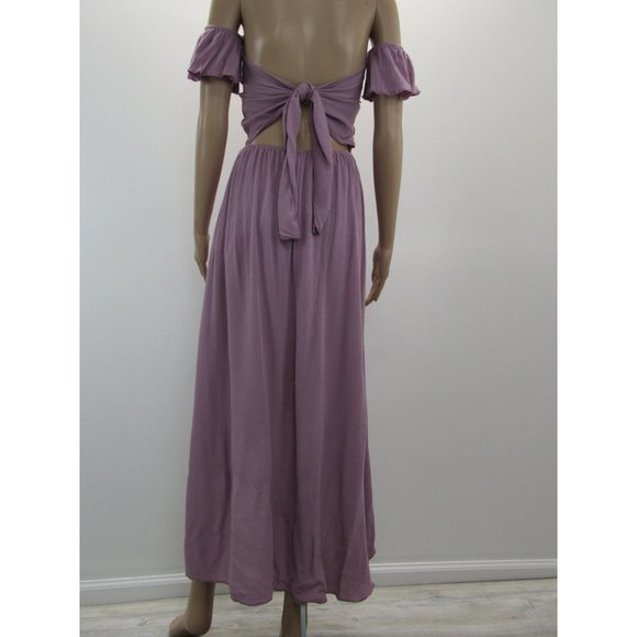 SALTY LEMON OFF SHOULDER HI-LOW MAXI DRESS SIZE  MEDIUM - Picture 6 of 8